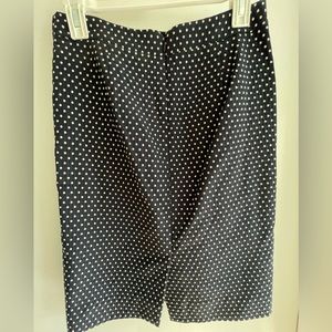 Navy Pencil Skirt with White Polka Dots Size 0